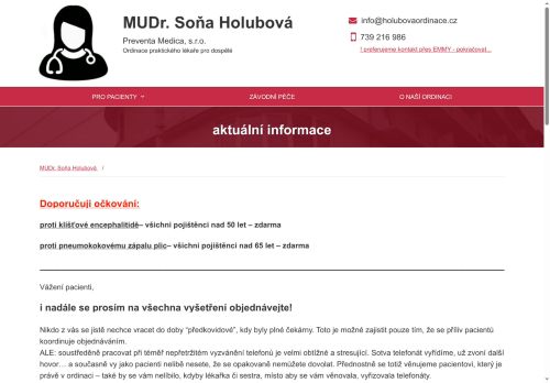 Zobrazit webové stránky Praktický lékař pro dospělé Preventa Medica, s.r.o. - MUDr. Soňa Holubová