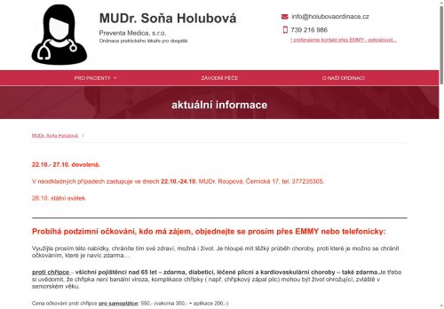 Zobrazit webové stránky Praktický lékař pro dospělé Preventa Medica, s.r.o. - MUDr. Soňa Holubová