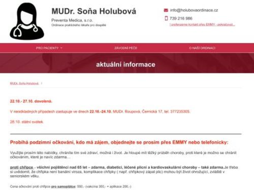 Praktický lékař pro dospělé Preventa Medica, s.r.o. - MUDr. Soňa Holubová