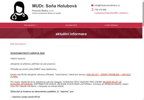 Zobrazit webové stránky Praktický lékař pro dospělé Preventa Medica, s.r.o. - MUDr. Soňa Holubová