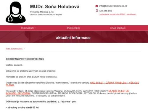 Praktický lékař pro dospělé Preventa Medica, s.r.o. - MUDr. Soňa Holubová