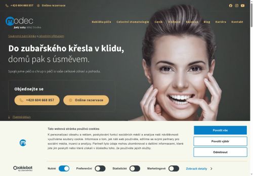 Webové stránky Modec klinika s.r.o., Brno