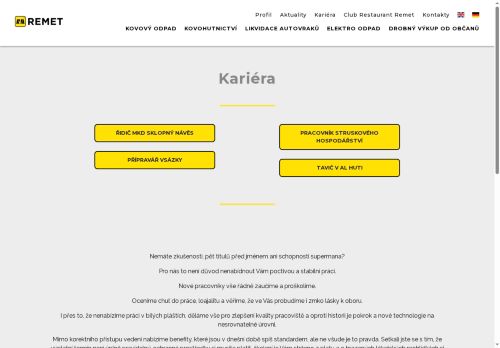 Webové stránky REMET spol. s r.o., Brno