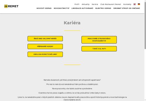 Webové stránky REMET spol. s r.o., Brno