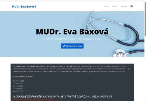 Zobrazit webové stránky Praktický lékař pro dospělé - MUDr. Eva Baxová