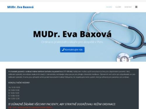 Praktický lékař pro dospělé - MUDr. Eva Baxová