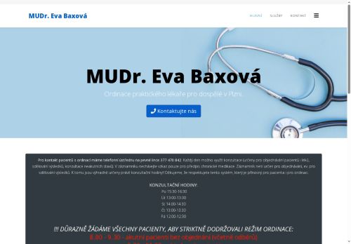 Zobrazit webové stránky Praktický lékař pro dospělé - MUDr. Eva Baxová