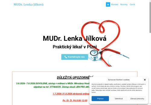 Zobrazit webové stránky Praktický lékař pro dospělé - MUDr. Lenka Jílková