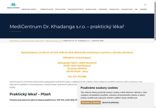 Zobrazit webové stránky Praktický lékař pro dospělé MediCentrum - MUDr. Ismail Khadang