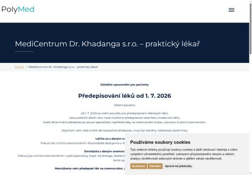 Zobrazit webové stránky Praktický lékař pro dospělé MediCentrum - MUDr. Ismail Khadang