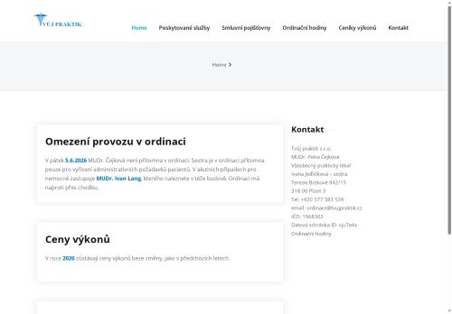 Zobrazit webové stránky Praktický lékař pro dospělé Tvůj praktik s.r.o. - MUDr. Petra Čejková