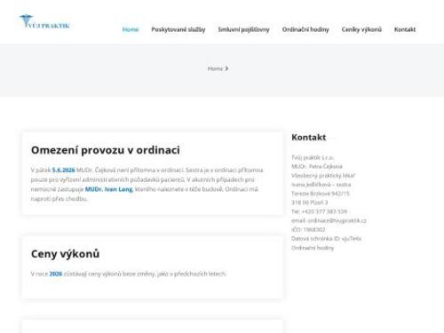 Praktický lékař pro dospělé Tvůj praktik s.r.o. - MUDr. Petra Čejková