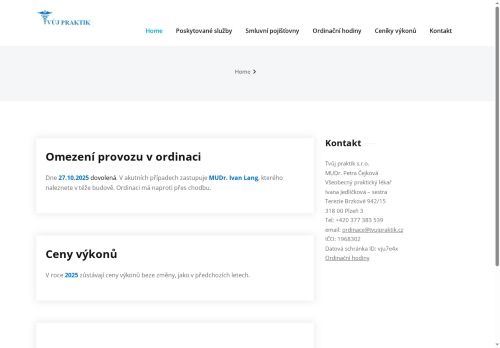 Zobrazit webové stránky Praktický lékař pro dospělé Tvůj praktik s.r.o. - MUDr. Petra Čejková