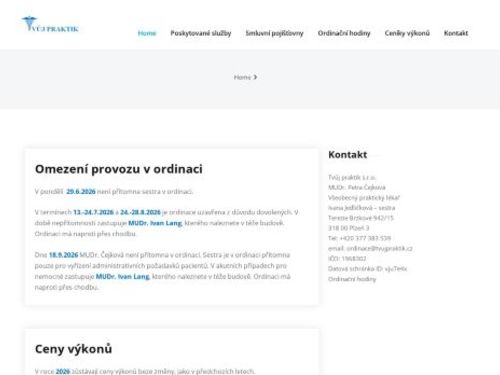 Praktický lékař pro dospělé Tvůj praktik s.r.o. - MUDr. Petra Čejková
