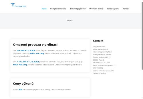 Zobrazit webové stránky Praktický lékař pro dospělé Tvůj praktik s.r.o. - MUDr. Petra Čejková