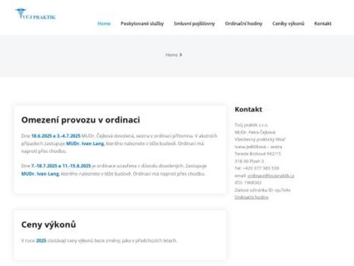 Praktický lékař pro dospělé Tvůj praktik s.r.o. - MUDr. Petra Čejková