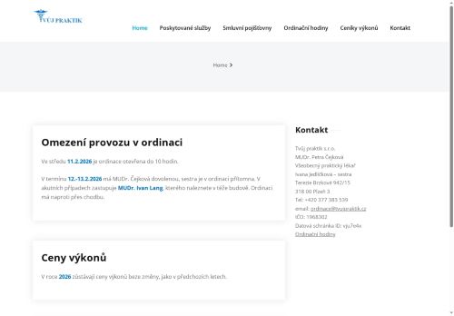 Zobrazit webové stránky Praktický lékař pro dospělé Tvůj praktik s.r.o. - MUDr. Petra Čejková