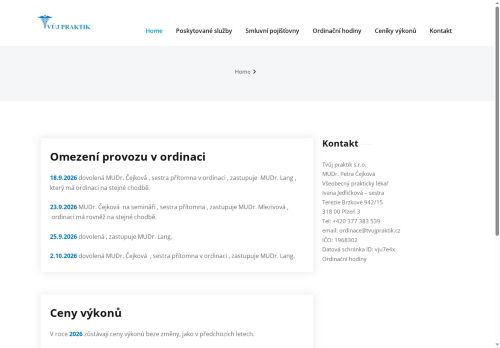 Zobrazit webové stránky Praktický lékař pro dospělé Tvůj praktik s.r.o. - MUDr. Petra Čejková