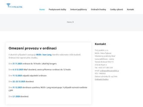 Praktický lékař pro dospělé Tvůj praktik s.r.o. - MUDr. Petra Čejková