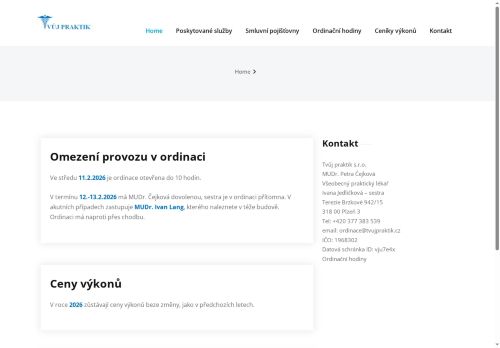 Zobrazit webové stránky Praktický lékař pro dospělé Tvůj praktik s.r.o. - MUDr. Petra Čejková