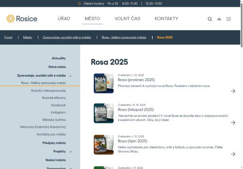 Zobrazit webové stránky Zpravodaj ROSA Rosice