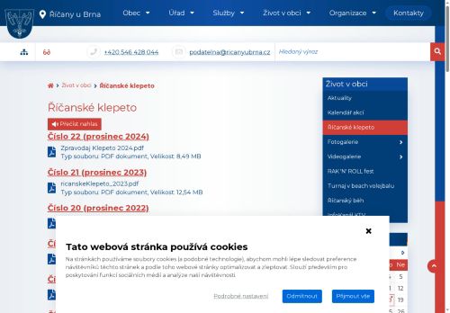 Zobrazit webové stránky Říčanské klepeto