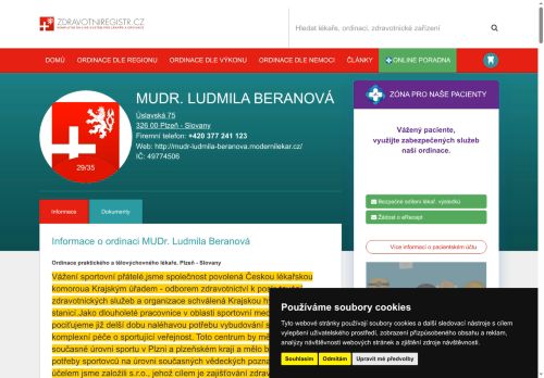 Zobrazit webové stránky Ordinace tělovýchovného a praktického lékaře pro dospělé - MUDr. Ludmila Beranová