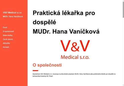 Zobrazit webové stránky Praktický lékař pro dospělé V&V Medical, s.r.o. - MUDr. Hana Vaníčková