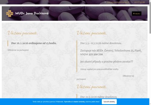Zobrazit webové stránky Praktický lékař pro dospělé - MUDr. Jana Duchková