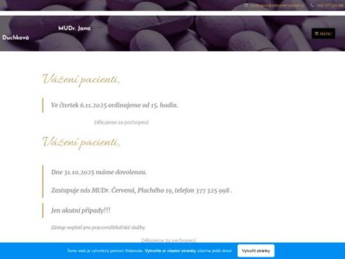 Praktický lékař pro dospělé - MUDr. Jana Duchková