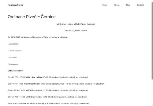 Zobrazit webové stránky Praktický lékař pro dospělé - MUDr. Libor Heidler a MUDr. Václav Koutecký