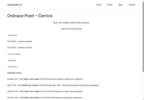 Zobrazit webové stránky Praktický lékař pro dospělé - MUDr. Libor Heidler a MUDr. Václav Koutecký