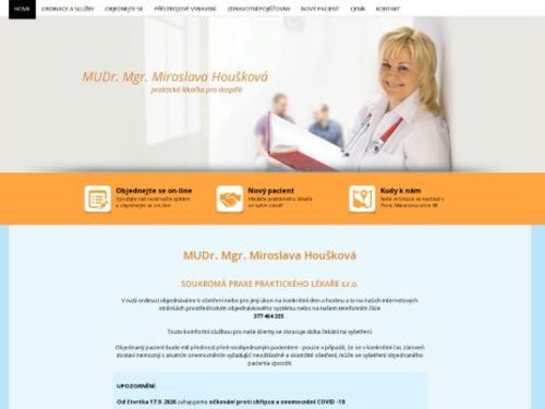 Praktický lékař pro dospělé - MUDr. Mgr. Miroslava Houšková