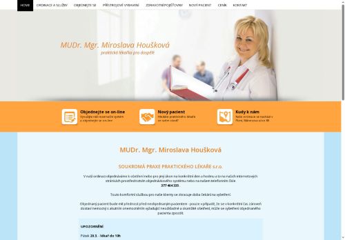 Zobrazit webové stránky Praktický lékař pro dospělé - MUDr. Mgr. Miroslava Houšková