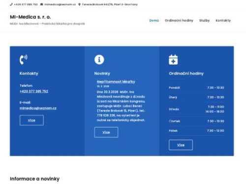 Praktický lékař pro dospělé MI-Medica s.r.o. - MUDr. Iva Mlezivová