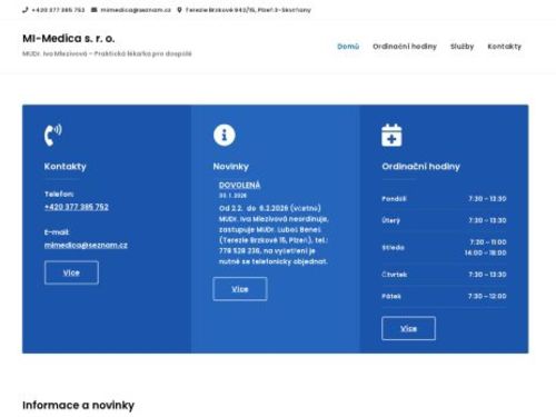 Praktický lékař pro dospělé MI-Medica s.r.o. - MUDr. Iva Mlezivová