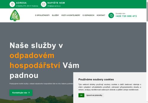 Webové stránky A.P.E. Servis, s.r.o., Hostivice