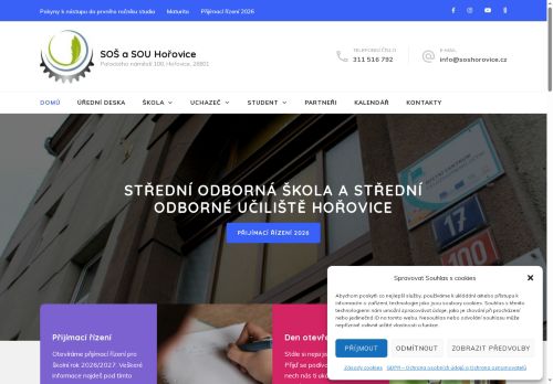 Webové stránky Střední odborná škola a Střední odborné učiliště, Hořovice, Palackého náměstí 100, Hořovice