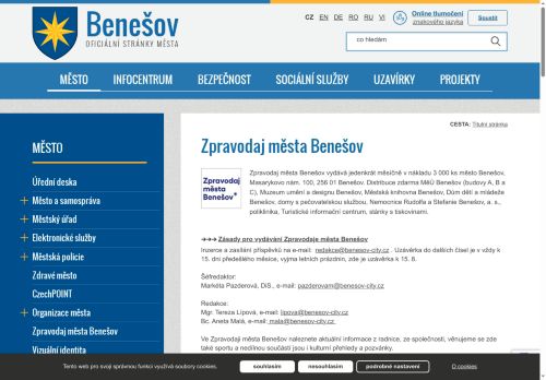 Zobrazit webové stránky Zpravodaj města Benešov