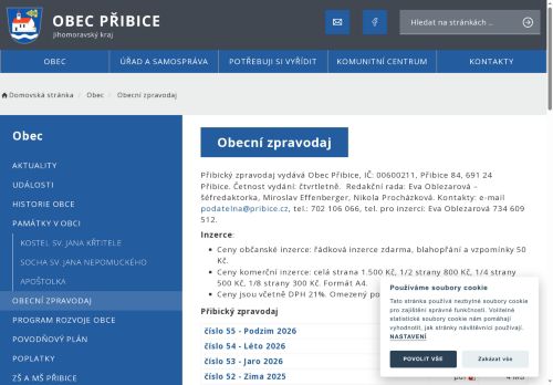 Zobrazit webové stránky Přibický zpravodaj