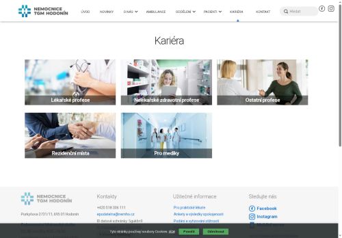Webové stránky Nemocnice TGM Hodonín, p.o., Hodonín