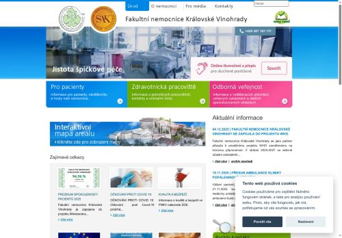 Webové stránky Fakultní nemocnice Královské Vinohrady, Praha