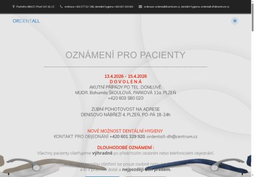Zobrazit webové stránky Zubní ordinace ORDENTALL - MUDr. Tereza Pelcová