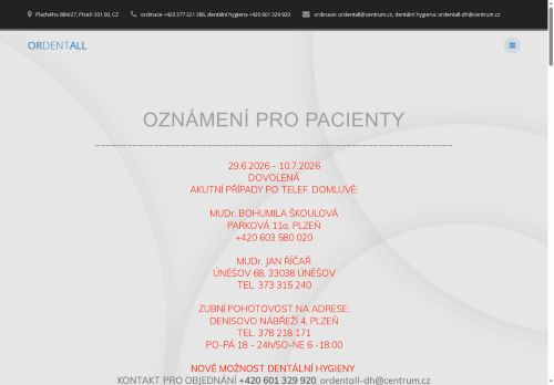 Zobrazit webové stránky Zubní ordinace ORDENTALL - MUDr. Tereza Pelcová