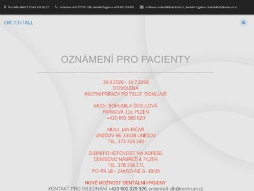 Zubní ordinace ORDENTALL - MUDr. Tereza Pelcová