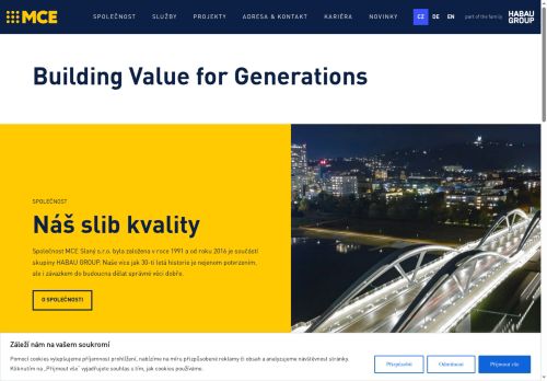 Webové stránky MCE Slaný s. r. o., Slaný