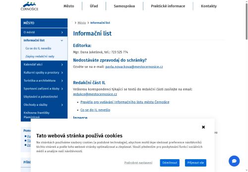 Zobrazit webové stránky Černošice informační list