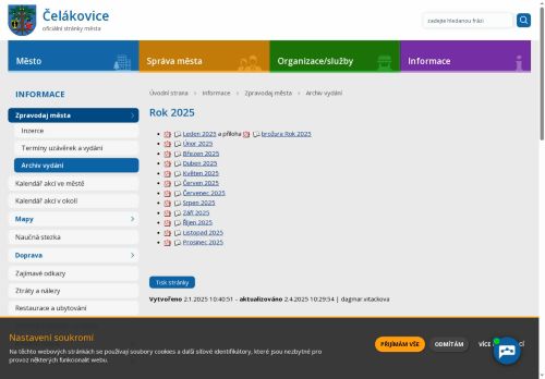 Zobrazit webové stránky Zpravodaj města Čelákovic
