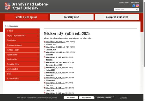 Zobrazit webové stránky Městské listy, Brandýs nad Labem-Stará Boleslav