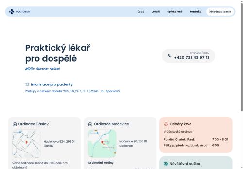Zobrazit webové stránky Praktický lékař pro dospělé DOKTOR MN - MUDr. Miroslav Nulíček